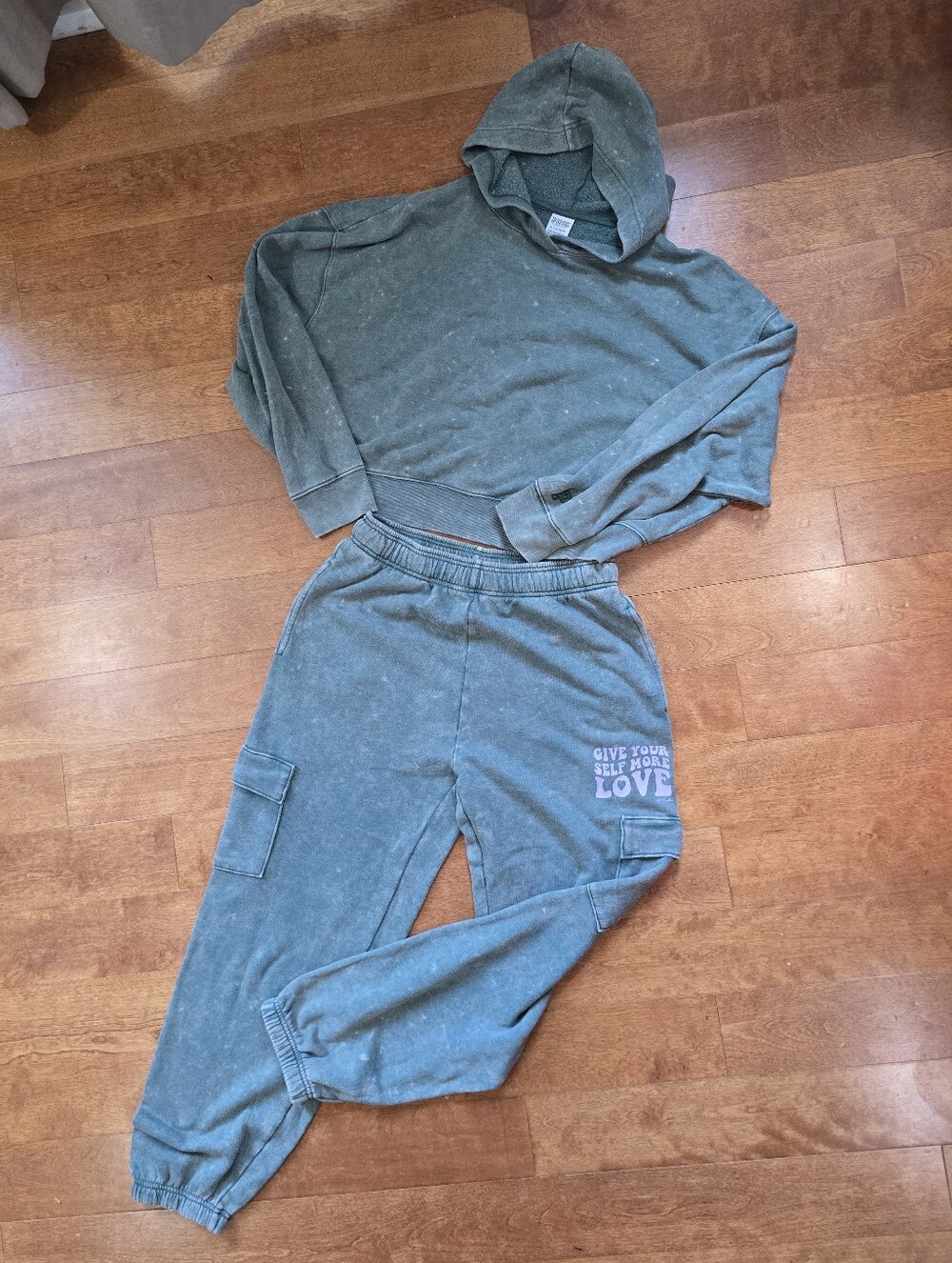 Victoria's Secret PINK campus sweatpants and hoodie size small green